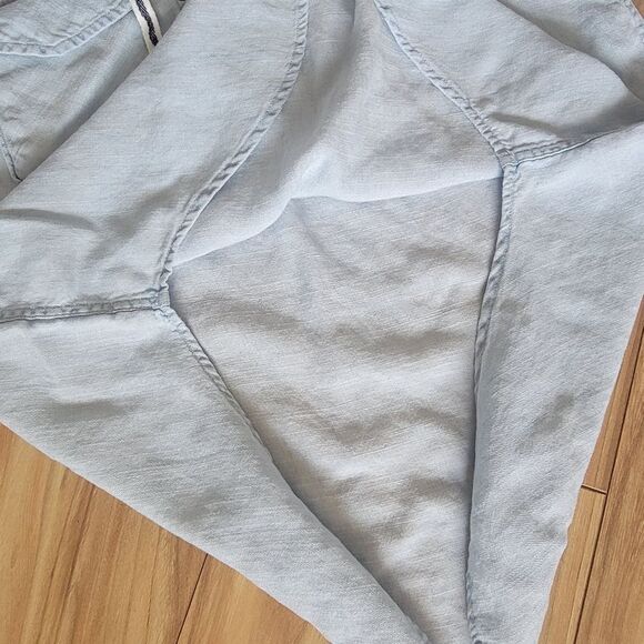 Rails Mateo Lace Up Long Sleeve Pocket Blouse in Light Denim Lyocell Chambray - Picture 5 of 10